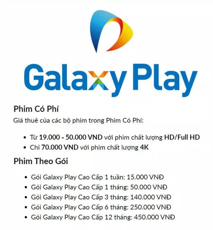 Galaxy Play có 2 option là phim theo gói và thuê phim. (Ảnh: BlogAnChoi)