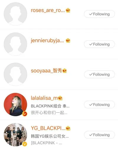 Tài khoản Weibo của các thành viên Blackpink (ảnh : internet) Tài khoản Weibo của các thành viên Blackpink (ảnh : internet)