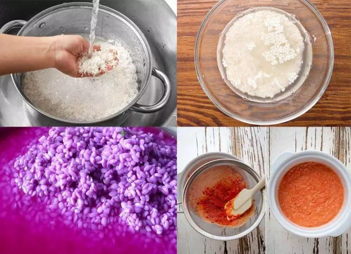 Ngâm gạo nếp trước 2 tiếng rồi chia thành 3 phần bằng nhau (Nguồn: Internet)
