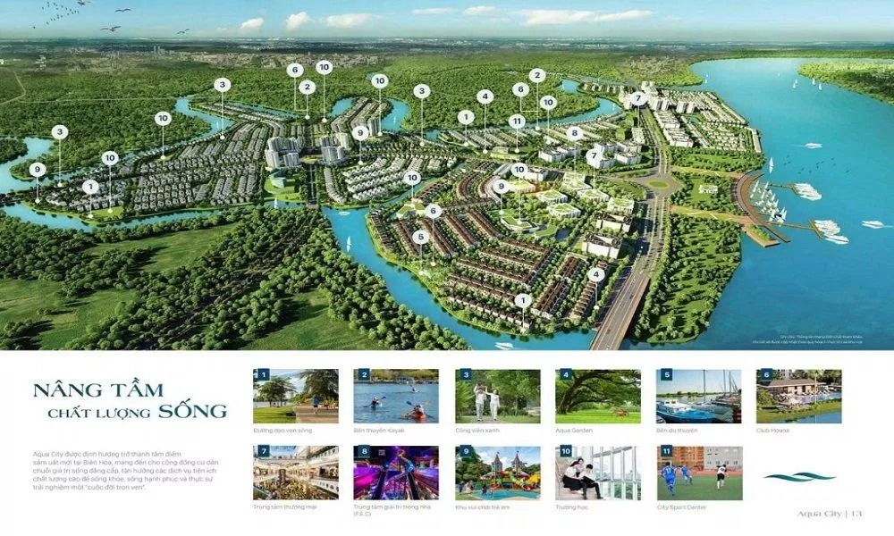 Chuỗi tiện ích trong phân khu River Park 1 Aqua City (Ảnh: Internet)