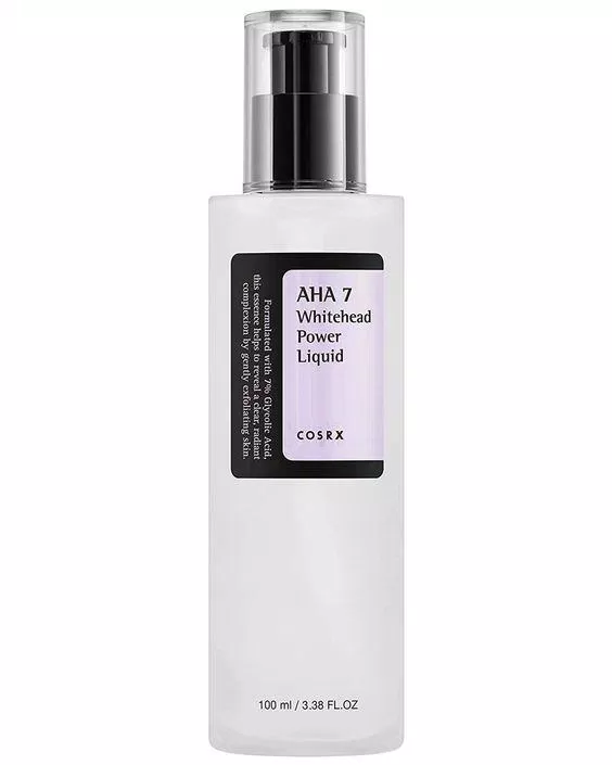 COSRX AHA 7 Whitehead Power Liquid là một chất tẩy da chết K-beauty chứa bảy phần trăm axit glycolic. Nó cũng có niacinamide để làm sáng thêm, và panthenol và axit hyaluronic để giữ ẩm cho làn da của bạn.