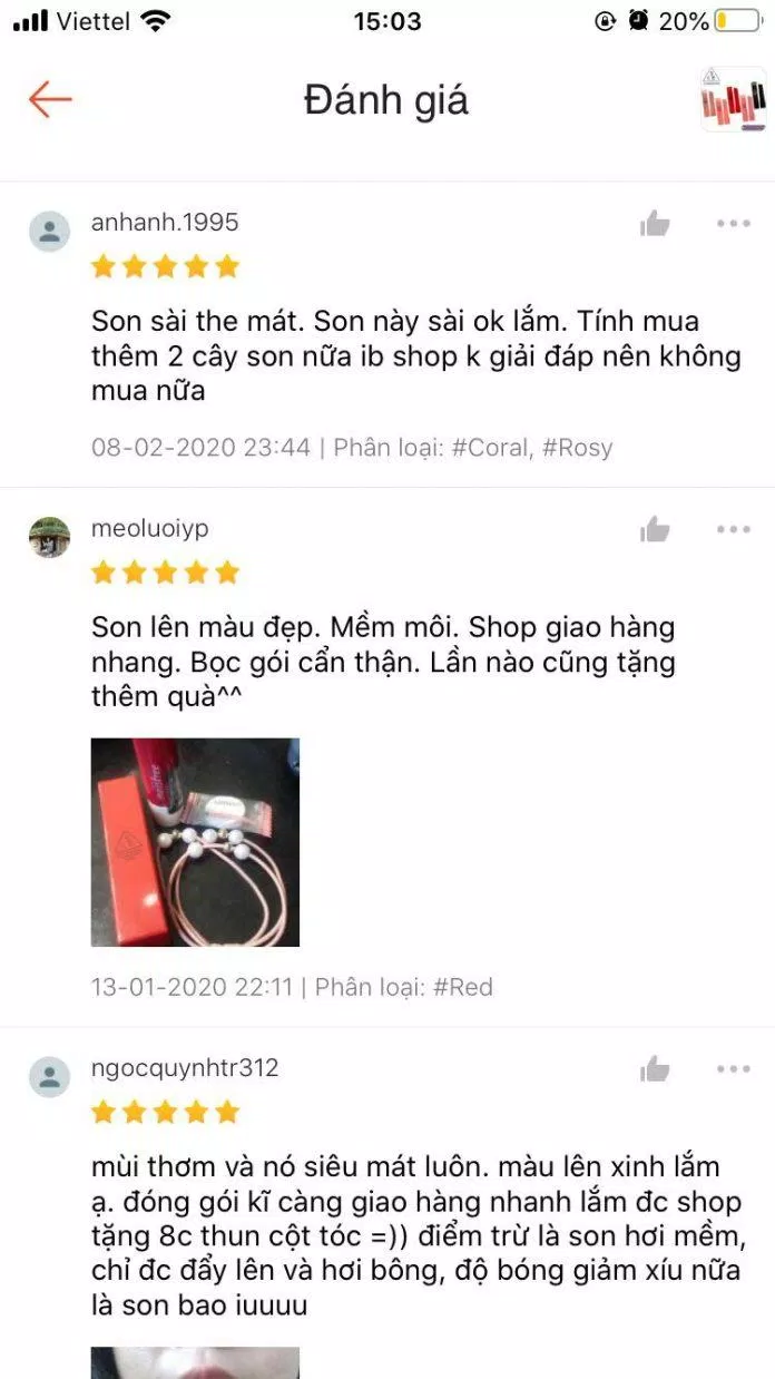 Đánh giá thực tế của khách hàng Shopee (Nguồn: BlogAnChoi) Đánh giá thực tế của khách hàng Shopee (Nguồn: BlogAnChoi)