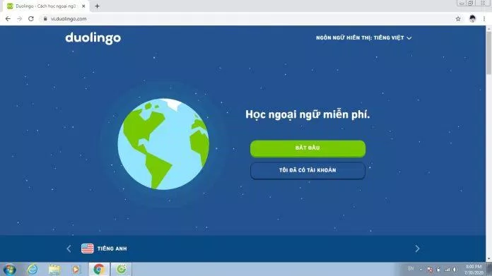 Giao diện website Duolingo (Nguồn ảnh: Internet)
