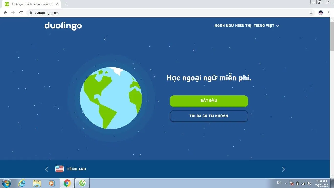 Giao diện trang web Duolingo (Nguồn ảnh: Internet)