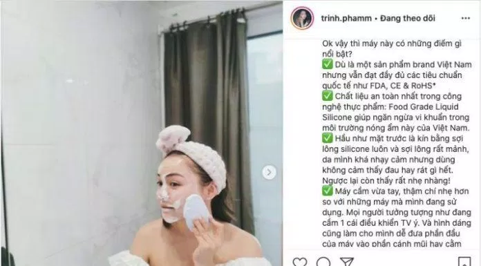 Review máy rửa mặt của Beauty Blogger Trịnh Phạm. (Nguồn: BlogAnChoi)