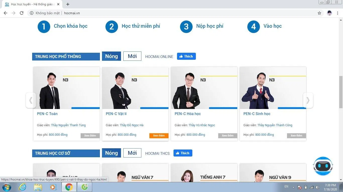 Các khoán học trực tuyến trên trang web Hocmai.vn (Nguồn ảnh: Internet)