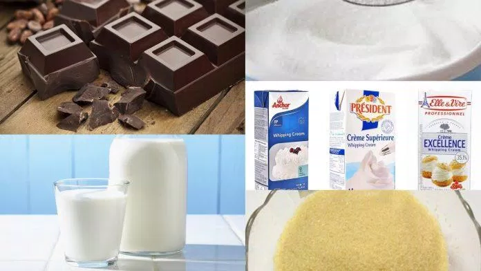 Nguyên liệu để làm món panna cotta sô cô la (Ảnh: Internet)