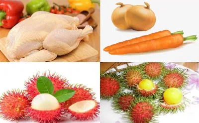 Nguyên liệu để làm món gỏi gà chôm chôm (Nguồn: Bếp Cô Minh)