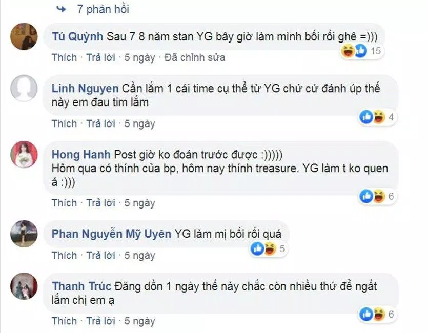 Bình luận hài hước của các fan TREASURE (Nguồn: BlogAnChoi) Bình luận hài hước của các fan TREASURE (Nguồn: BlogAnChoi)