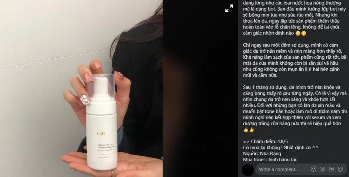 Review đánh giá thực tế của khách hàng đã sử dụng sản phẩm dưỡng trắng da Gilaa Saffron Tone Up Repair. (Nguồn: BlogAnChoi)