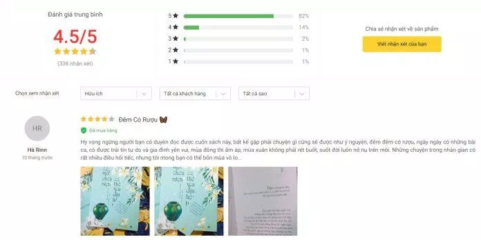 Đánh giá của độc giả trên tiki. (Ảnh: Internet)
