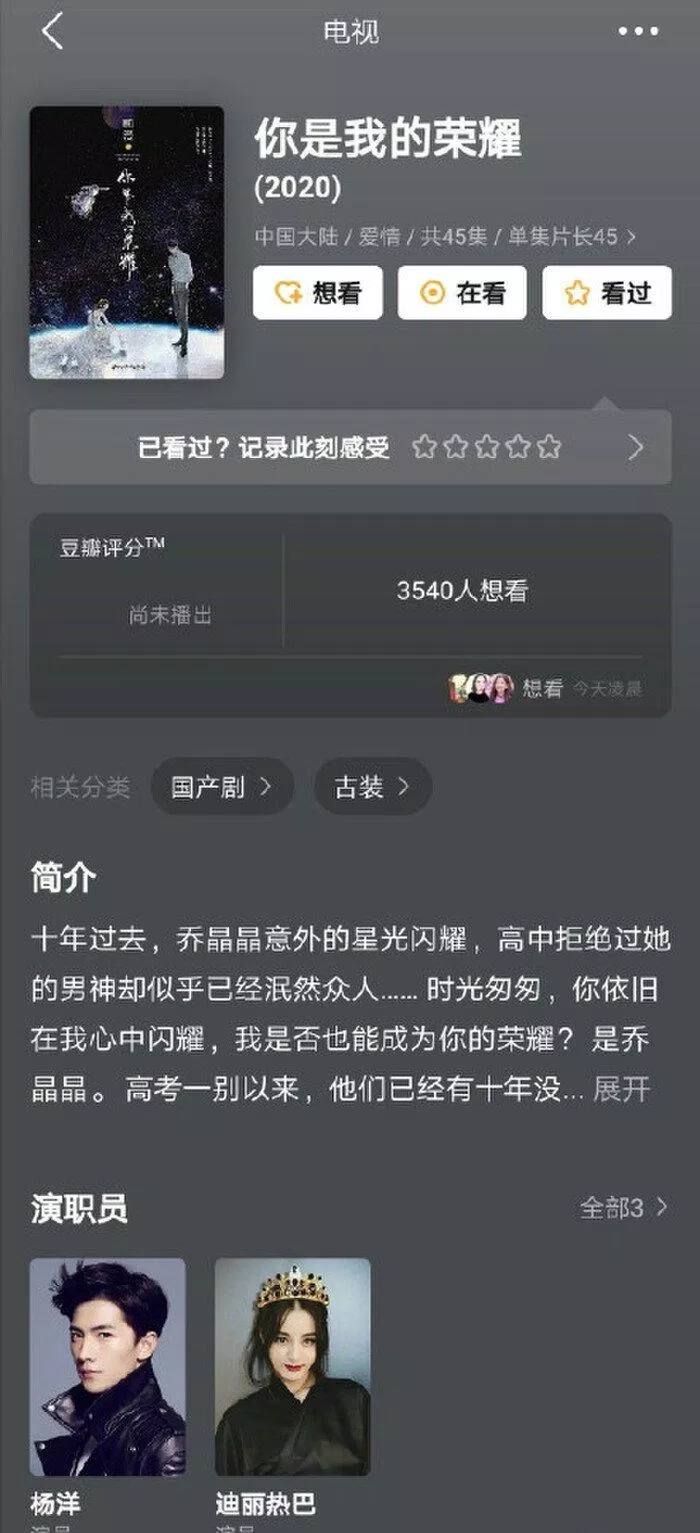 Thông tin trên Douban của bộ phim đã xác nhận Dương Dương và Nhiệt Ba sẽ tham gia phim