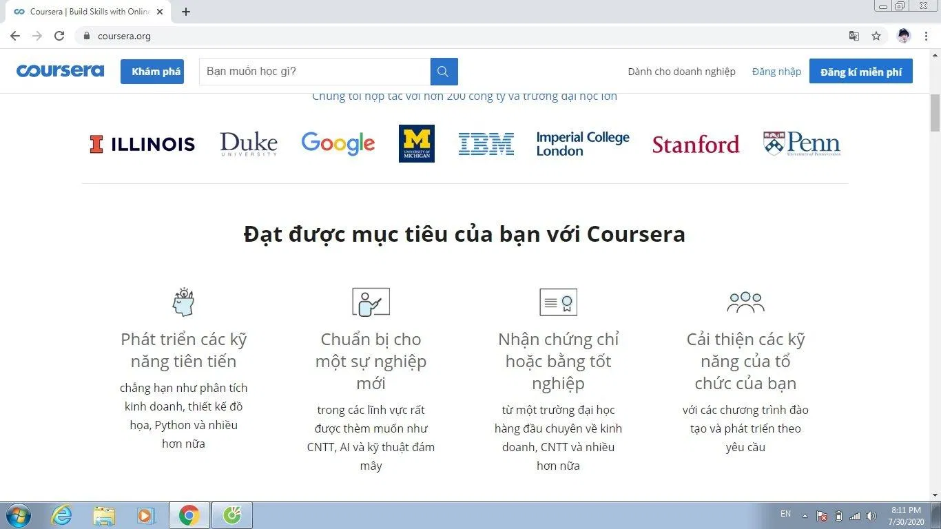 Giao diện của trang Coursera (Nguồn ảnh: Internet)