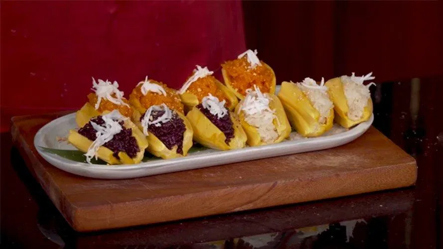 Xôi mít sau khi thành phẩm có vị ngọt và ngon của mít và xôi hòa quyện với nhau (Nguồn: Internet)