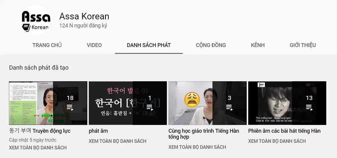 Kênh YouTube Assa Korean (Ảnh: YouTube)