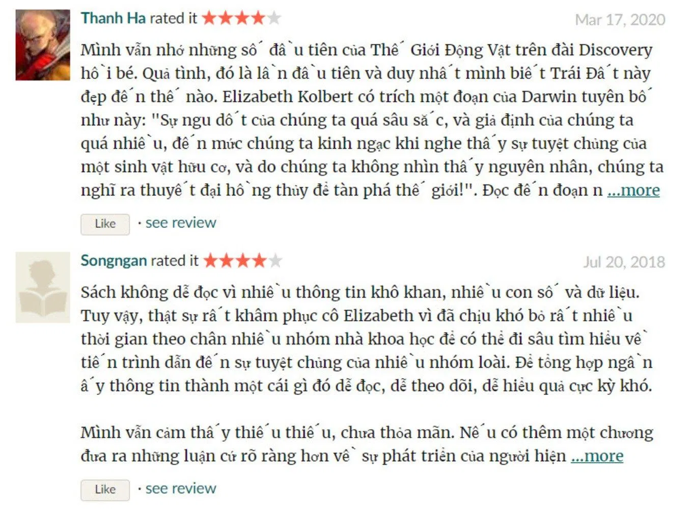 Đánh giá của độc giả sau khi đọc xong cuốn sách. (Ảnh: BlogAnChoi)
