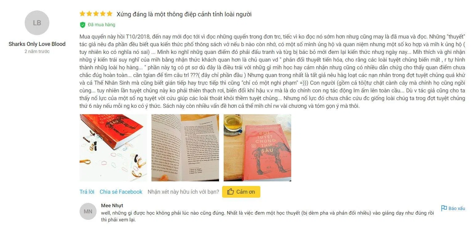 Bình luận của độc giả sau khi đọc cuốn sách. (Ảnh: BlogAnChoi)