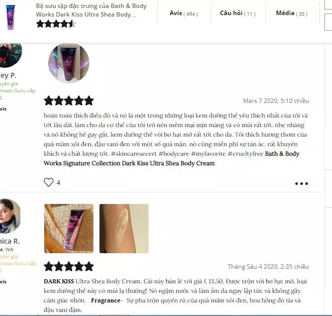 Review kem dưỡng thể Bath & Body Works Dark Kiss Ultra Shea Body Cream: Sản phẩm có “chất” như lời đồn?