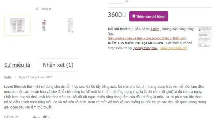 Nhận xét của người dùng trên trang Profmedgroup.ru (ảnh: BlogAnChoi).