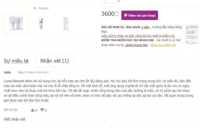 Nhận xét của người dùng trên trang Profmedgroup.ru (ảnh: BlogAnChoi).