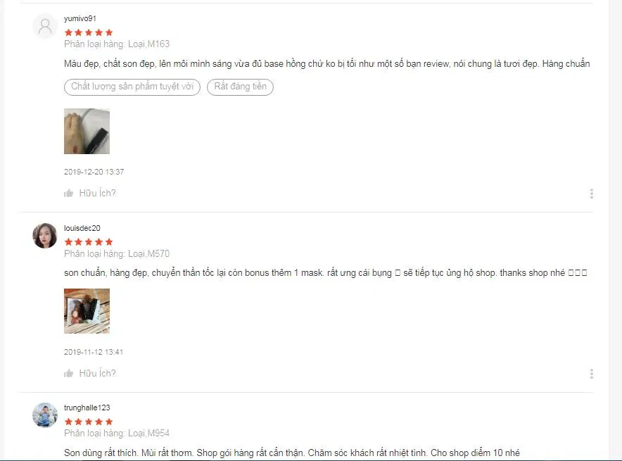 Những lời khen có cánh của khách hàng về sản phẩm trên trang Shopee (ảnh: BlogAnChoi).