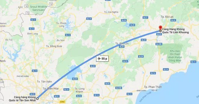 Từ TP.HCM đến Đà Lạt di chuyển bằng máy bay chỉ mất 55 - 60 phút (Nguồn: Internet)