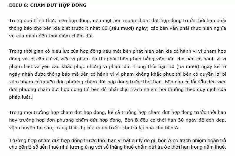 Điều khoản chấm dứt hợp đồng cần quy định rõ ràng (Ảnh: Internet)