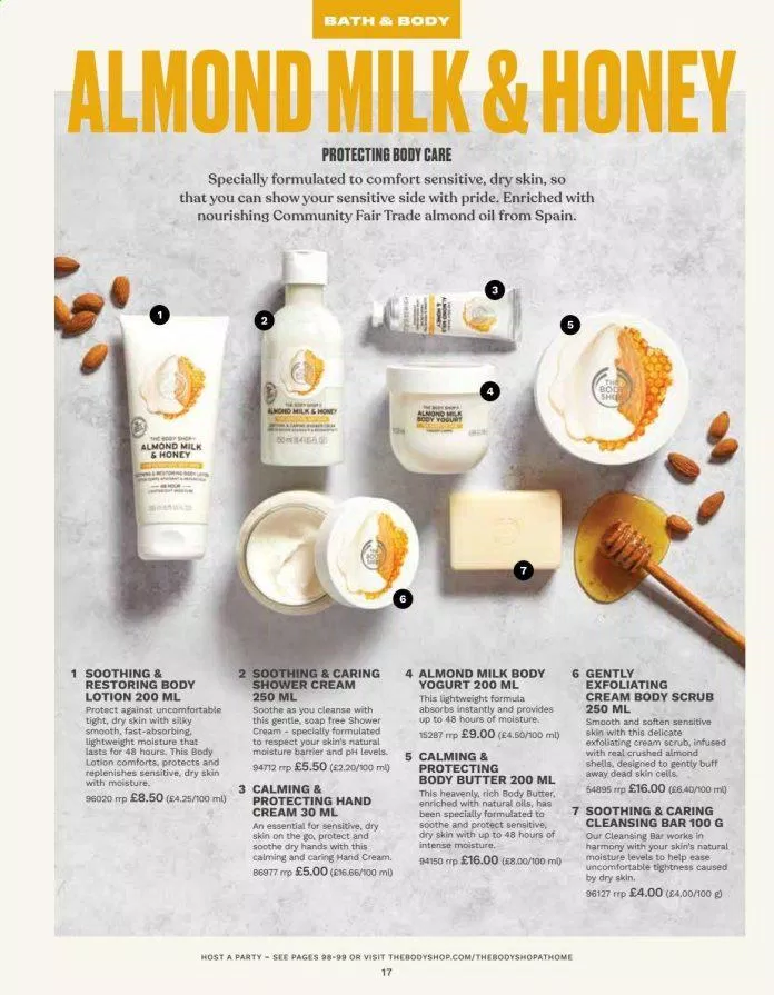 Các loại dưỡng da cò mùi hương Almond Milk and Honey (nguồn: Internet)