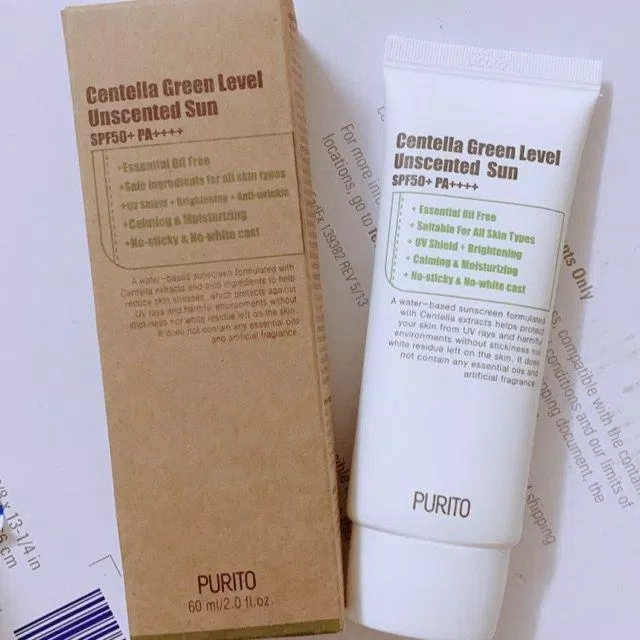 Kem chống nắng Purito Centella Green Level Unscented Sun có bao bì dễ tái chế, đơn giản. (nguồn: Internet)