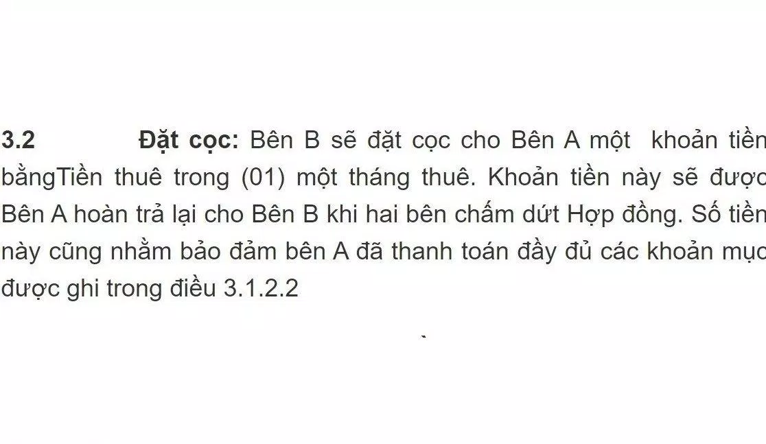 Khoản đặt cọc cũng rất quan trọng trong hợp đồng (Ảnh: Internet)