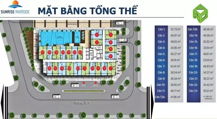 Mặt bằng tổng thể của Sunrise Riverside (Ảnh: Internet)