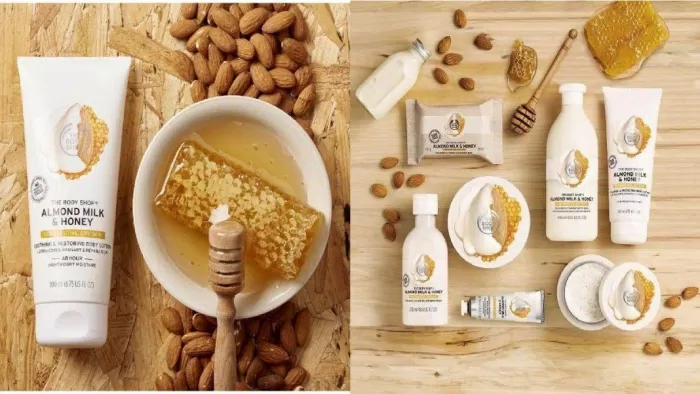 Kem dưỡng da The Body Shop Almond Milk and Honey Soothing and Restoring Body Lotion (nguồn: Internet)