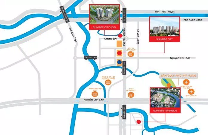 Vị trí ưu thế của dự án Sunrise Riverside (Ảnh: Internet)