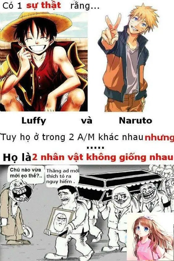 Ảnh chế anime hài hước khó đỡ. Nguồn: Internet