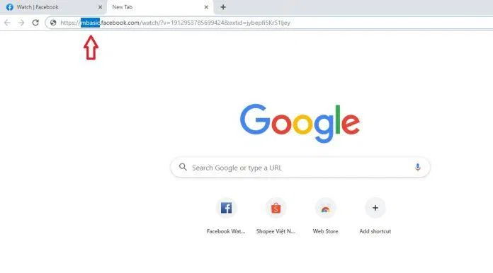 Đổi www thành mbasic và nhấn Enter (Ảnh: BlogAnChoi)