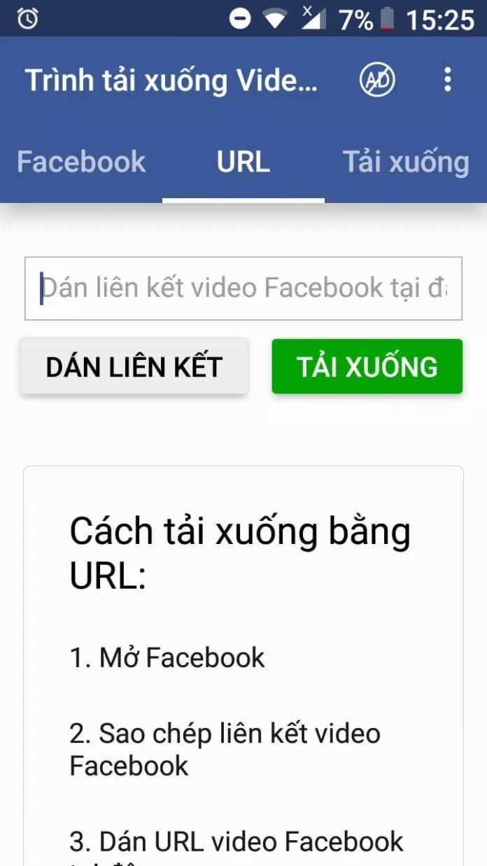 Chọn chữ URL ở giữa, một hộp dán link sẽ hiện ra (Ảnh: BlogAnChoi)