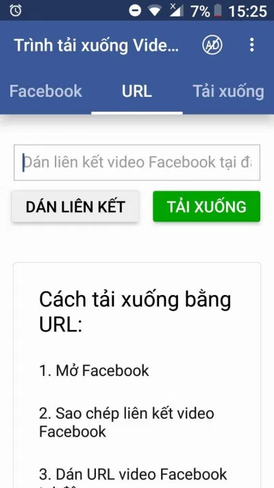 Chọn chữ URL ở giữa, một hộp dán link sẽ hiện ra (Ảnh: BlogAnChoi)