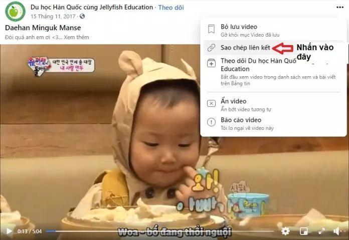 Sao chép liên kết của video (Ảnh: BlogAnChoi)