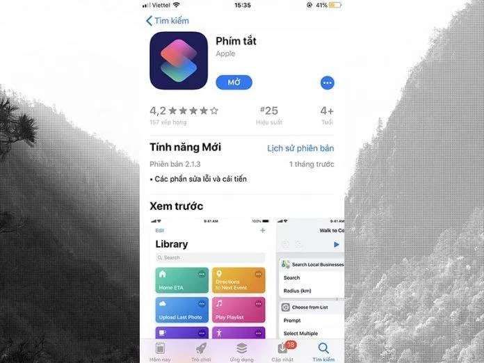 Ứng dụng Shortcuts sẽ trông như thế này (Ảnh: Internet)