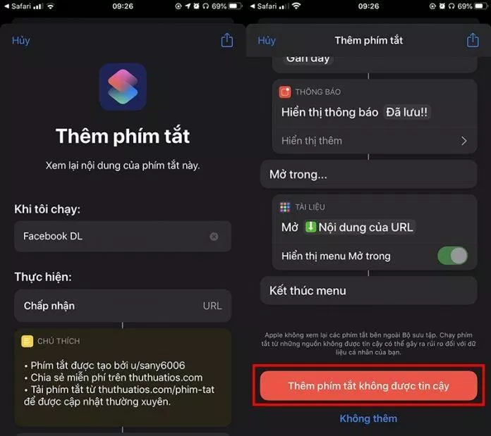Sau đó ấn vào Thêm phím tắt không được tin cậy (Ảnh: cellphones)
