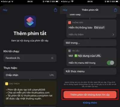 Sau đó ấn vào Thêm phím tắt không được tin cậy (Ảnh: cellphones)