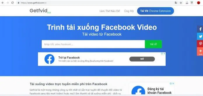 Giao diện của website Getfvid (Ảnh: BlogAnChoi)
