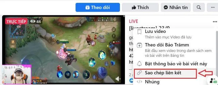 Sao chép địa chỉ liên kết của video (Ảnh: BlogAnChoi)