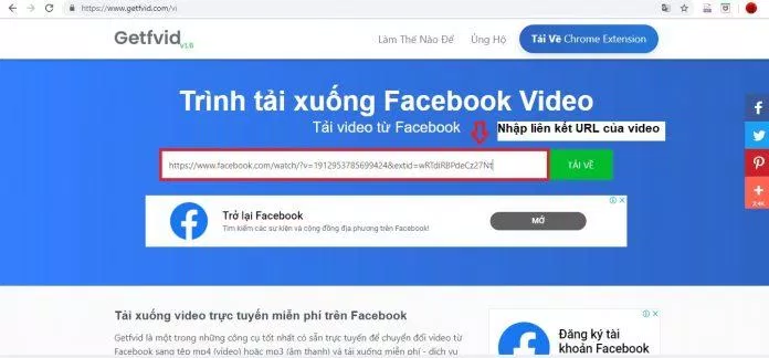 Dán URL video vào hộp (Ảnh: BlogAnChoi)