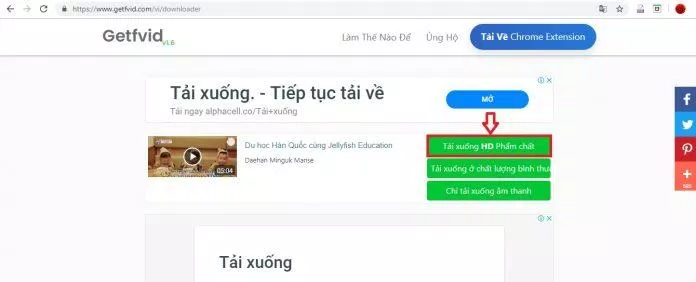 Chọn chất lượng HD để tải video rõ nét (Ảnh: BlogAnChoi)