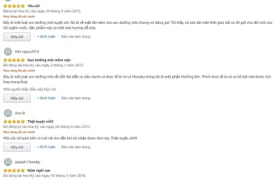 Những lời khen "có cánh" của khách hàng về sản phẩm trên trang Amazon (ảnh: BlogAnChoi).