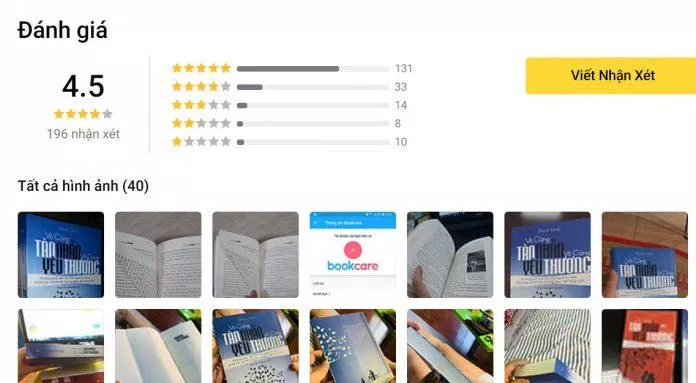 Đánh giá của độc giả về sách trên Tiki (nguồn: internet) Đánh giá của độc giả về sách trên Tiki (nguồn: internet)