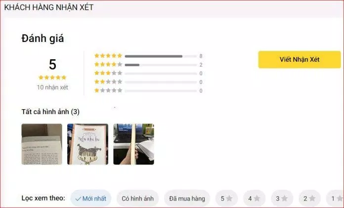 Đánh giá của độc giả về quyển sách trên Tiki (nguồn: internet) Đánh giá của độc giả về quyển sách trên Tiki (nguồn: internet)