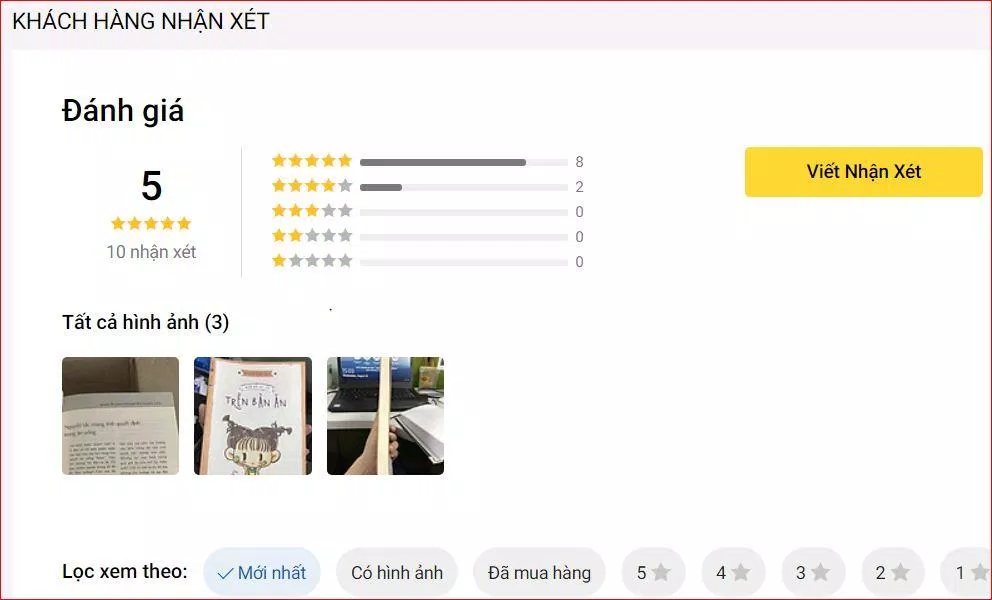 Đánh giá của độc giả về quyển sách trên Tiki (nguồn: internet)