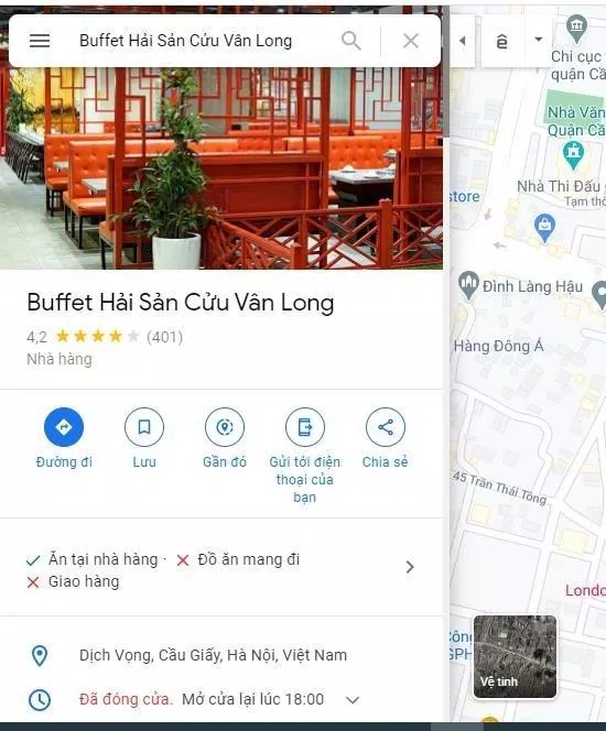 Đánh giá của khách hàng về nhà hàng buffet hải sản Cửu Vân Long (ảnh: BlogAnChoi)